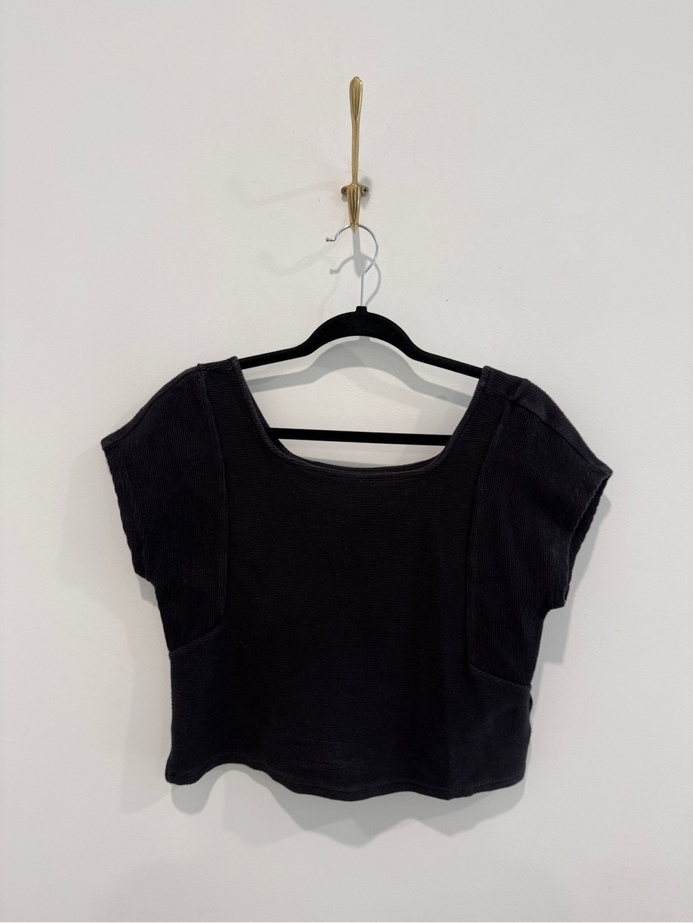 Madewell Black Ribbed Square Neck Crop Top